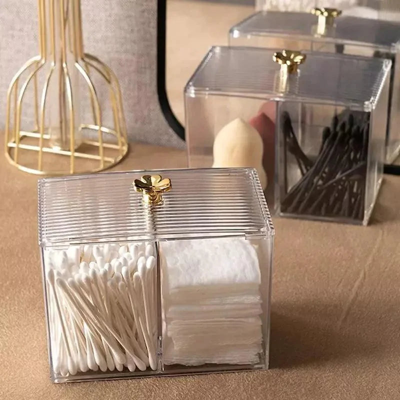 Organizador Porta Cotonete e Algodão Acrílico para Banheiro e Quarto Lenogue