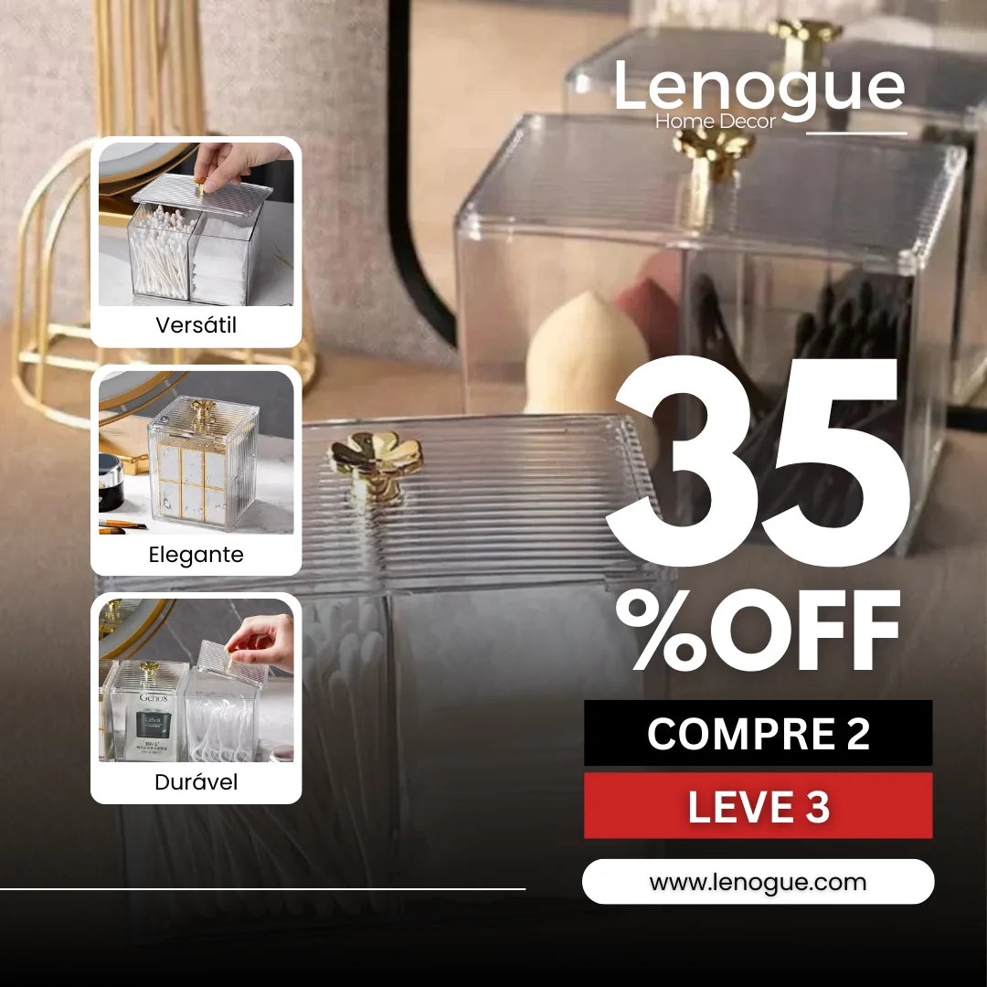 Organizador Porta Cotonete e Algodão Acrílico para Banheiro e Quarto Lenogue Transparente (P) / Compre 2 e <b>Leve 3</b>