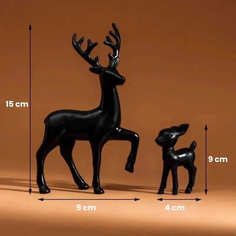 Par de Esculturas de Rena em Resina para Decoração de Natal Lenogue