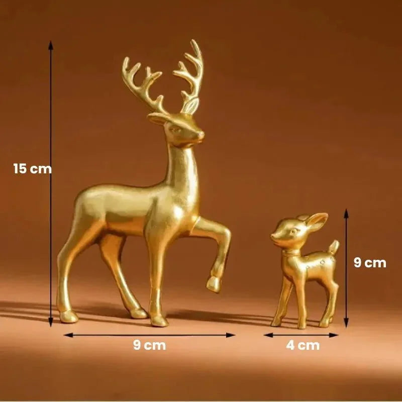 Par de Esculturas de Rena em Resina para Decoração de Natal Lenogue