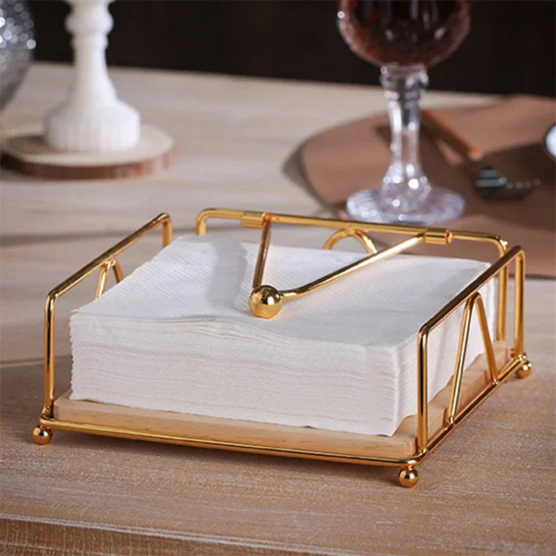 Porta Guardanapos em Metal para Mesa Cozinha Lenogue Dourado