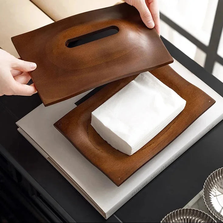 Porta Lenços de Mesa em Madeira de Nogueira Estilo Escandinavo Lenogue