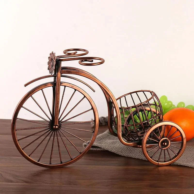 Porta Vinho Decorativo Metal Formato Bicicleta Design Retro Cobre Lenogue Vintage