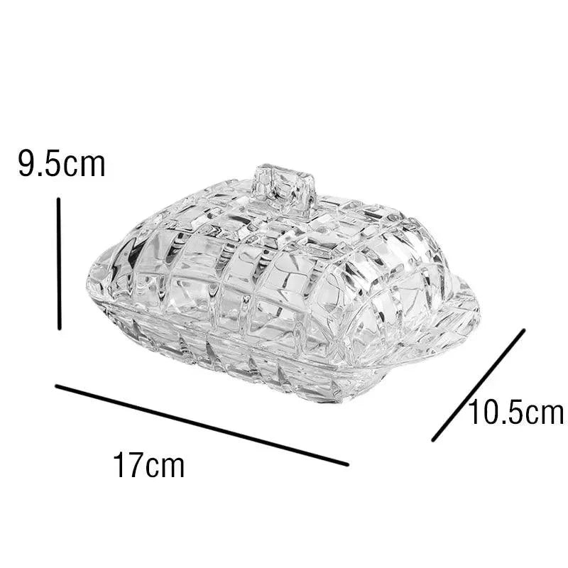 Prato de Luxo em Vidro Transparente para Queijo e Manteiga Lenogue 17 x 10.5 9.5cm