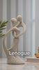 Escultura de Casal em Arenito Natural Feita à Mão para Sala Lenogue
