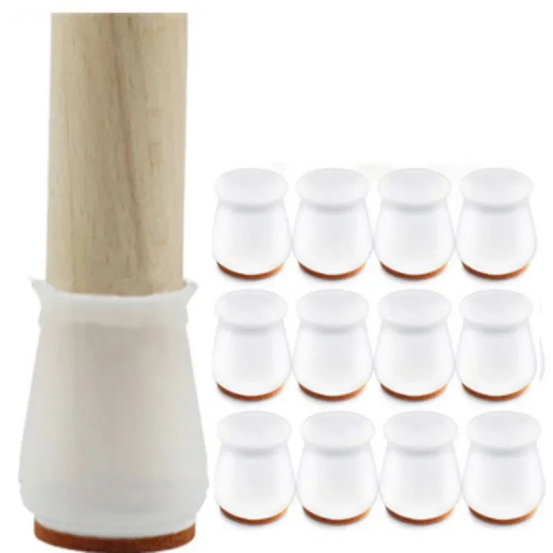 Protetor de Pés de Cadeira e Mesa em Silicone com Feltro Antiderrapante Lenogue