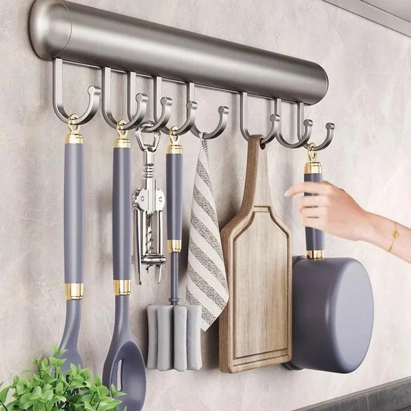 Suporte de Parede para Organização de Utensílios de Cozinha Lenogue Cinza - 30 CM / Alumínio