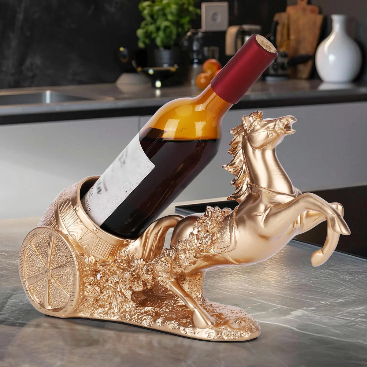 Suporte para Vinho Criativo em Resina Estilo Clássico Lenogue