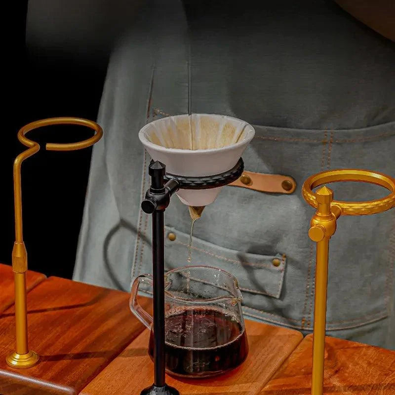 Suporte Porta Filtro de Café Americano com Base de Madeira Lenogue Preto - Mod. B