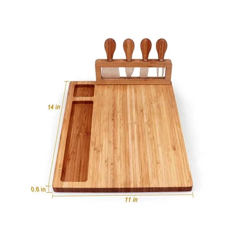 Tábua de Bambu para Queijos com Conjunto de Facas Lenogue