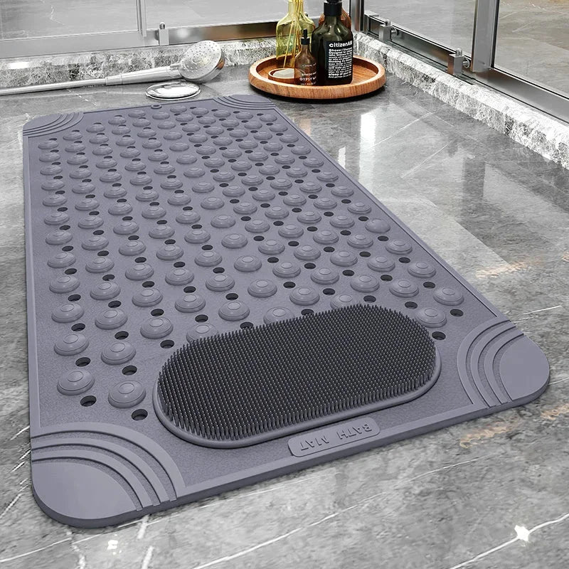 Tapete Antiderrapante com Massagem e Textura Soft para Banheiro Lenogue Cinza / 36 x 70 Cm