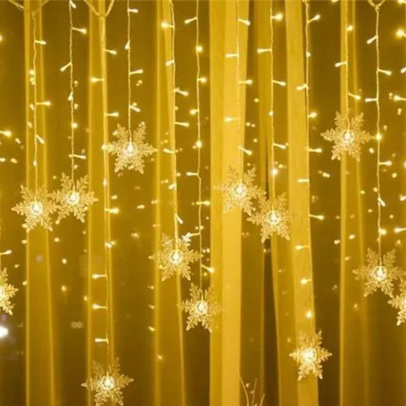 Varal de Luzes Led Flocos de Neve com 8 Modos de Iluminação Lenogue