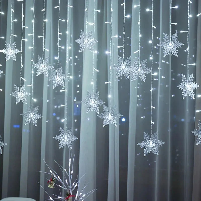 Varal de Luzes Led Flocos de Neve com 8 Modos de Iluminação Lenogue